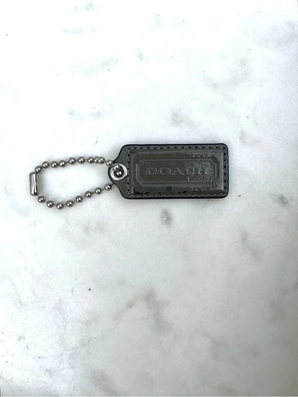 COACH Vintage Patent Leather Hang Tag, Gray